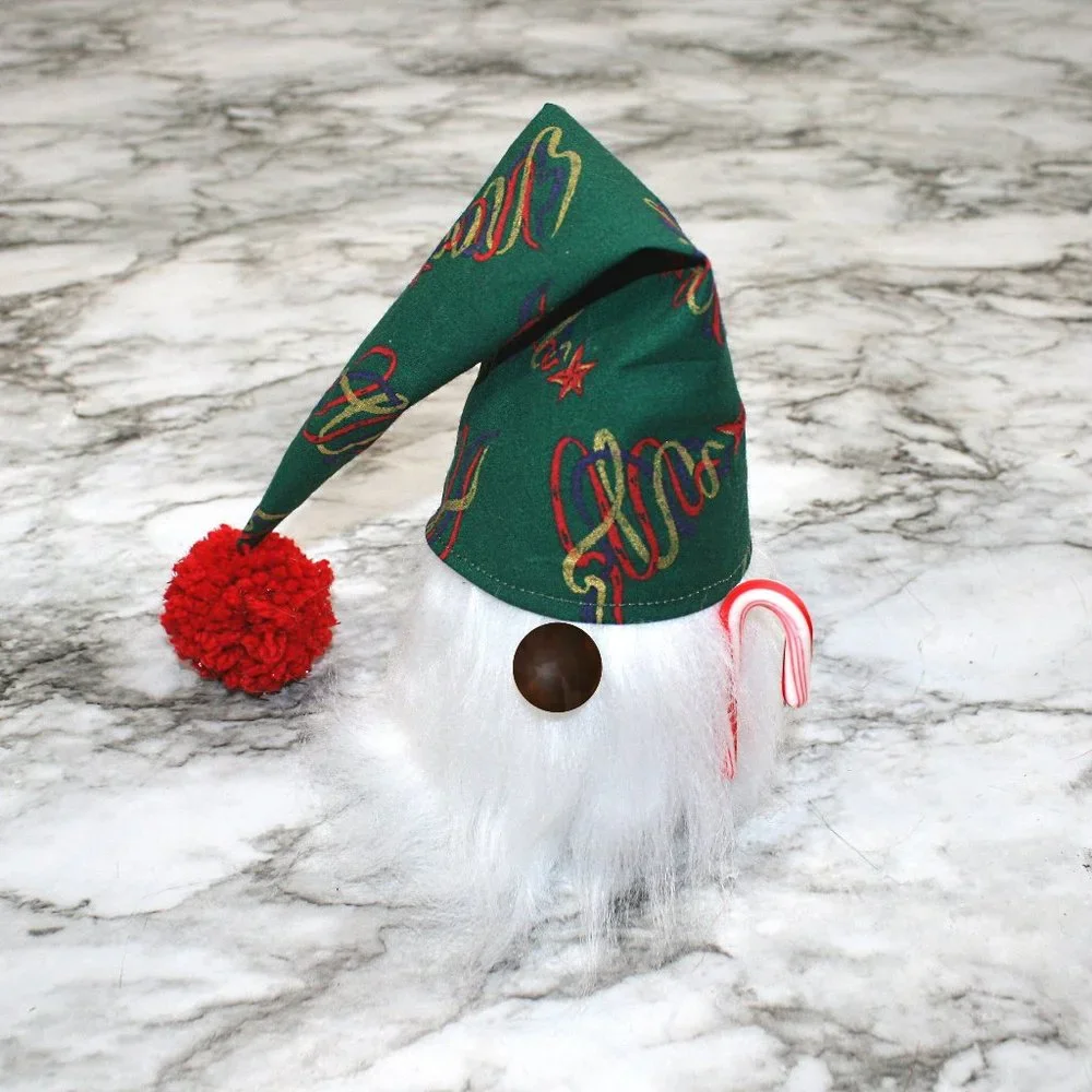 HAND CRAFTED Gnome Red Christmas Air Freshener Cover Decor - Green Scribble Tree